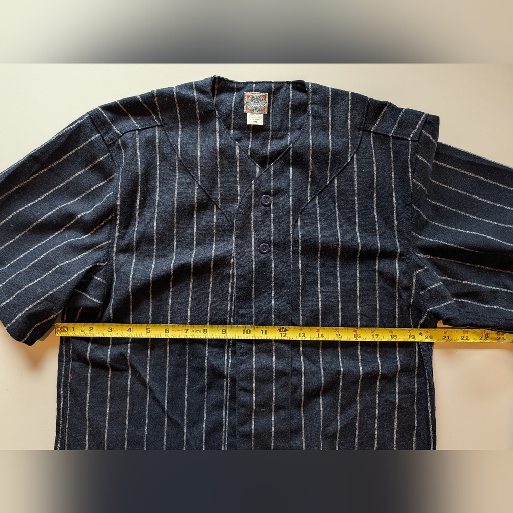 Ebbets Field Baseball Flannel Jersey NWOT %100 Wool  Small Navy Blue Pinstripe - Picture 5 of 5